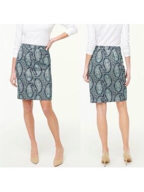 J.Crew Factory Printed Stretch Paisley pencil skirt NWOT size 0